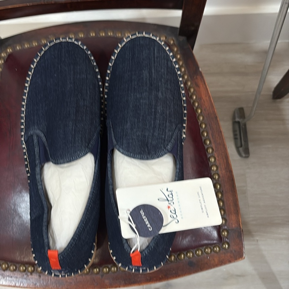 Men's Navy Denim Slip-On Loafers - Picture 2 of 3